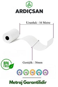 Kağıt 56x16 Termal Kağıt,-pos Rulosu - Yazar Kasa Fişi 1 Koli 20 Paket (200 RULO) ürün fotoğrafı