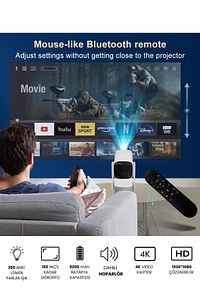 Taşınabilir Projeksiyon Dahili Hoparlör PS5 ve XBox Bağlantılı Oyun Sinema Projektör Full Hd 4K K2 ürün fotoğrafı