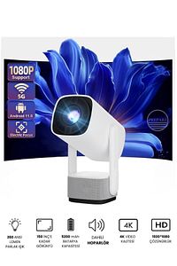 Taşınabilir Projeksiyon Dahili Hoparlör PS5 ve XBox Bağlantılı Oyun Sinema Projektör Full Hd 4K K2 ürün fotoğrafı