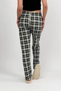 Siyah Beyaz Ekoseli Kareli Kadın Kadife Pijama Altı Eşofman Pamuklu ürün fotoğrafı