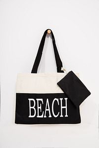 Kadın Beach Yazılı Su Geçirmez Astarlı Plaj Sahil Çantası Krem 45 X 50 Cm ürün fotoğrafı