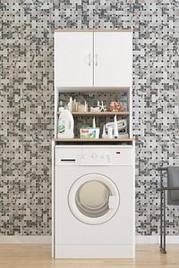 Ae-2042 Solo Çamaşır Makinesi Dolabı, Banyo Dolabı, 4 Raflı, Kapaklı, Beyaz Dolap ürün fotoğrafı