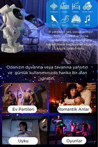 Astronot Gece Lambası Yıldızlı Projeksiyon Cihazı Tavan Aydınlatma Masa Ev Çocuk Oda Dekorasyon ürün fotoğrafı