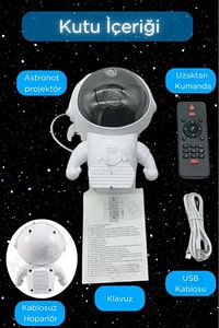 Astronot Gece Lambası Yıldızlı Projeksiyon Cihazı Tavan Aydınlatma Masa Ev Çocuk Oda Dekorasyon ürün fotoğrafı