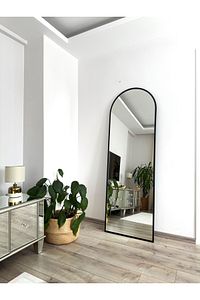 Siyah Metal Çerçeveli Ayaklı Oval Boy Aynası 180x60 Cm ürün fotoğrafı