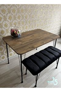 Siyah Metal Ayaklı 70x110 Cm Atlantik Eclipse Mutfak Masası -çalışma Masası- Masa ürün fotoğrafı