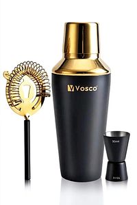 3 Parça Paslanmaz Çelik Kokteyl Shaker Seti (GOLD) ürün fotoğrafı