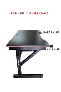 Rgb Ledli Kumandalı Oyuncu Masası 130x65x76 ürün fotoğrafı