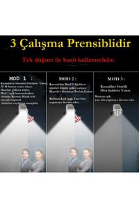 Sahte Kamera Görünümlü Güneş Enerjili Solar Bahçe Lambası Solar Armatür 3mod Kumandalı Sensörlü Lamb ürün fotoğrafı