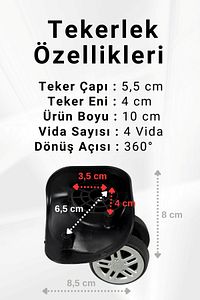 Valiz Tekerleği Çift Teker 01 4 Adet ürün fotoğrafı