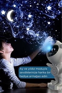 Astronot Gece Lambası Yıldızlı Projeksiyon Cihazı Tavan Aydınlatma Masa Ev Çocuk Oda Dekorasyon ürün fotoğrafı