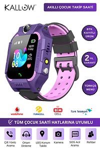 Z10 Sim Kart Girişli Akıllı Çocuk Takip Saati Uzaktan Dinleme Özellikli Türkçe Menü Mor Btk ürün fotoğrafı