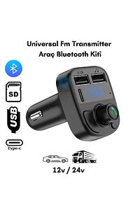 2025 Type-c Bt Araç Fm Transmitter Bluetooth Araç Kiti Mp3 Usb Oto Müzik Çalar Çakmaklık Girişli ürün fotoğrafı