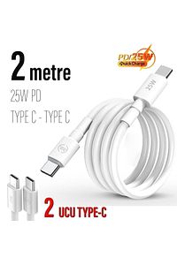 Uzun 2 Metre 25w Hızlı Type C Şarj Kablo Çift Taraflı Type-c To Type-c 25w Pd Şarj Kablo 200cm ürün fotoğrafı