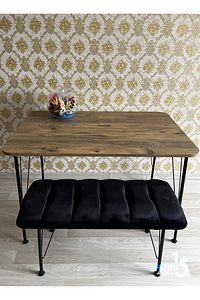 Siyah Metal Ayaklı 70x110 Cm Atlantik Eclipse Mutfak Masası -çalışma Masası- Masa ürün fotoğrafı