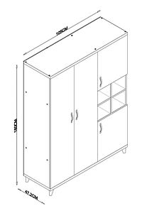 Ae-1065 Atlas 4 Kapaklı Çok Amaçlı Askılıklı Raflı Beyaz Gardırop 180 Cm Çocuk Ve Bebek Odası ürün fotoğrafı