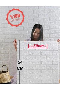 50x54cm 1 Adet Yapışkanlı Esnek Köpük Duvar Kağıdı Paneli 3d Tuğla Desenli Panel ürün fotoğrafı