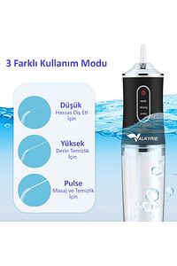 Şarj Edilebilir 4 Başlıklı Taşınabilir Diş Protez Bakım Ve Ağız Duşu Yüksek Kapasite Siyah ürün fotoğrafı