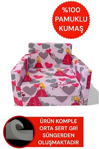 Çocuk Yatağı Komple Sünger Katlanabilir Koltuklu-(0-6 YAŞ)%100 Pamuklu Kumaş ürün fotoğrafı