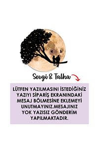Kişiselleştirilebilir Işıklı Epoksi Cam Katmanlı Tablo Linda Sevgili Dolunay 40 Cm ürün fotoğrafı