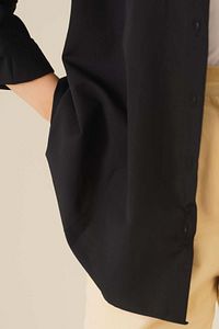 103901 Oversize Basic Tesettür Gömlek - Siyah ürün fotoğrafı