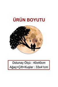 Kişiselleştirilebilir Işıklı Epoksi Cam Katmanlı Tablo Linda Sevgili Dolunay 40 Cm ürün fotoğrafı