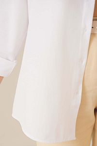 103901 Oversize Basic Tesettür Gömlek - Beyaz ürün fotoğrafı