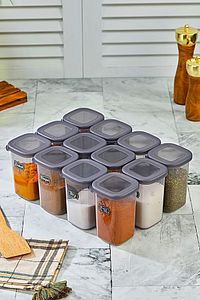 12'li Etiketli Ve Sızdırmaz Kapaklı Baharatlık Seti - 450ml - Etiket Hediyeli ürün fotoğrafı