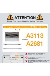 Apple Macbook Air 13.6 M2 M3 M4 Çip 2022 2024 2025 A2681 A3113 A3240 Kılıf Şeffaf Tam Koruma Kapak ürün fotoğrafı