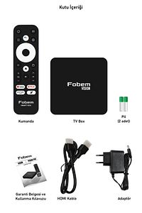 Vision 6K Android TV Box Medya Oynatıcı - Sesli Komut Bluetooth Wi-Fi  2 GB Ram 32 GB Hafıza ürün fotoğrafı