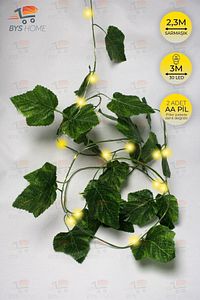 Dekoratif Yeşil Yapraklı Yapay Sarmaşık Ve Peri Led Gün Işığı Renk ürün fotoğrafı