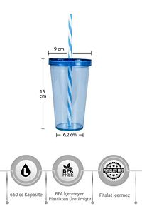 660 Cc Pipetli Bardak Mavi Renk ürün fotoğrafı