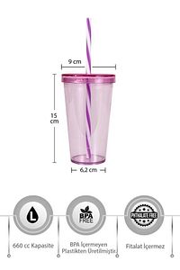 660 Cc Pipetli Bardak Pembe Renk ürün fotoğrafı