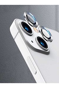 Iphone 13/13 Mini Uyumlu Alüminyum Alaşım Tempered Glass Kamera Lens Koruyucu(2'li Set) Gümüş ürün fotoğrafı