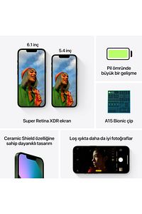 iPhone 13 128 GB Yeşil Cep Telefonu (Apple Türkiye Garantili) ürün fotoğrafı