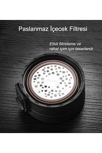 Snape 380ml Filtreli Çift Katmanlı Mug Termos Bardak Mat Siyah ürün fotoğrafı