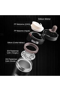 Snape 380ml Filtreli Çift Katmanlı Mug Termos Bardak Mat Siyah ürün fotoğrafı
