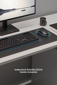 KM-730 Gri/Siyah Kablosuz Wireless Q Multimedya Klavye + Mouse Set Kablosuz Klavye Mouse Set ürün fotoğrafı