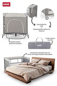 Sleepside Plus Anne Yanı Park Yatak Ve Oyun Parkı Gri ürün fotoğrafı