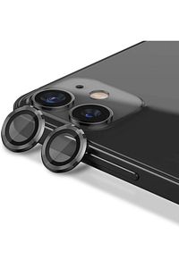 For Apple Iphone 11/12/12 Mini Alüminyum Alaşım Tempered Glass Kamera Lens Koruyucu(2'Lİ SET) Siyah ürün fotoğrafı