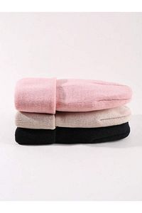 Unisex Katlamalı Siyah,taş,pembe 3'lü Bere Seti ürün fotoğrafı
