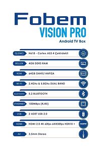 Vision PRO 6K Android TV Box Medya Oynatıcı - Sesli Komut Bluetooth Wi-Fi  4 GB Ram 64 GB Hafıza ürün fotoğrafı