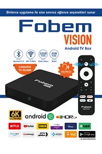 Vision 6K Android TV Box Medya Oynatıcı - Sesli Komut Bluetooth Wi-Fi  2 GB Ram 32 GB Hafıza ürün fotoğrafı