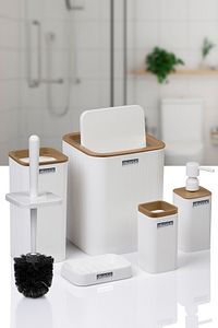 Mina Due Beyaz Çizgili Kare 5'li Banyo Seti ürün fotoğrafı