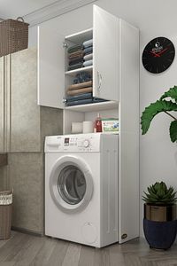 Çamaşır Makinesi Dolabı Sinem Byz 180*066*30 Banyo Kiler Kapaklı Arkalıklı ürün fotoğrafı