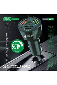 Cr10 3 Çıkışlı Çakmaklık Şarj Seti Usb Type-c Car Charger 55w 3.0a Hızlı Şarj Pd/qc ürün fotoğrafı