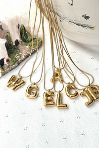 Altın Kaplama Özel Harfli Kişiselleştirilebilir Balon Kolye ürün fotoğrafı