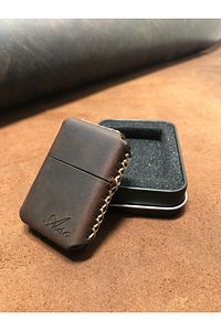 Leather Handmade El Yapımı Hakiki Deri Çakmak Benzinli Deri Çakmak Kılıfı ürün fotoğrafı