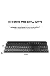 KM-730 Gri/Siyah Kablosuz Wireless Q Multimedya Klavye + Mouse Set Kablosuz Klavye Mouse Set ürün fotoğrafı