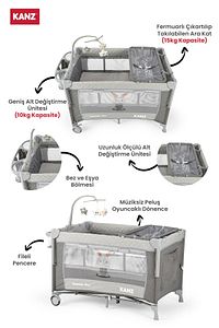 Sleepside Plus Anne Yanı Park Yatak Ve Oyun Parkı Gri ürün fotoğrafı